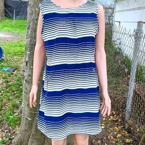 Love ari sleeveless navy blue & white stripe dress